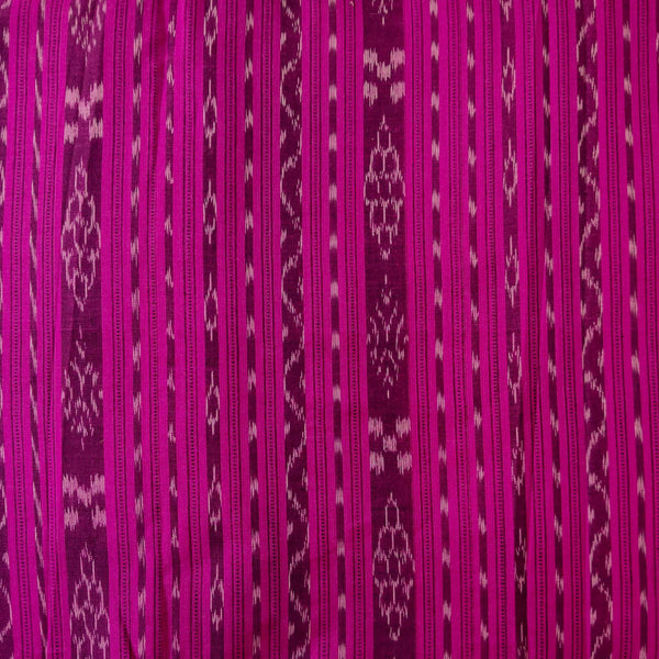 Pure Cotton Sambhalpuri Ikkat Purple With Intricate Stripes Hand Woven Fabric