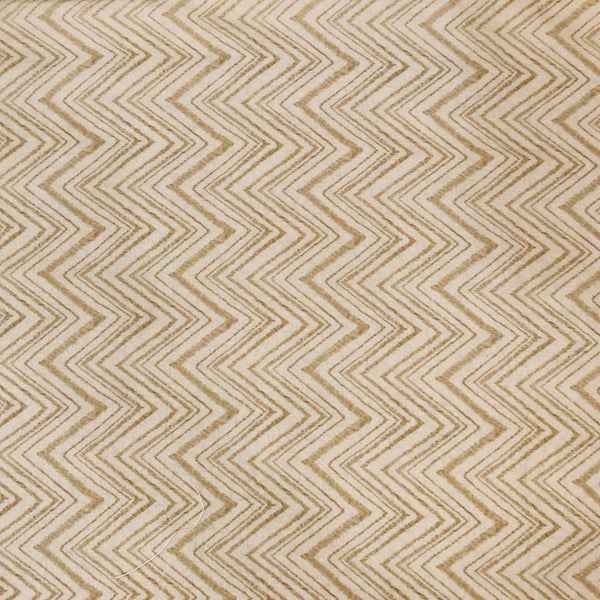 Pure Cotton Screenprint Sandy Grey Zig Zag Fabric