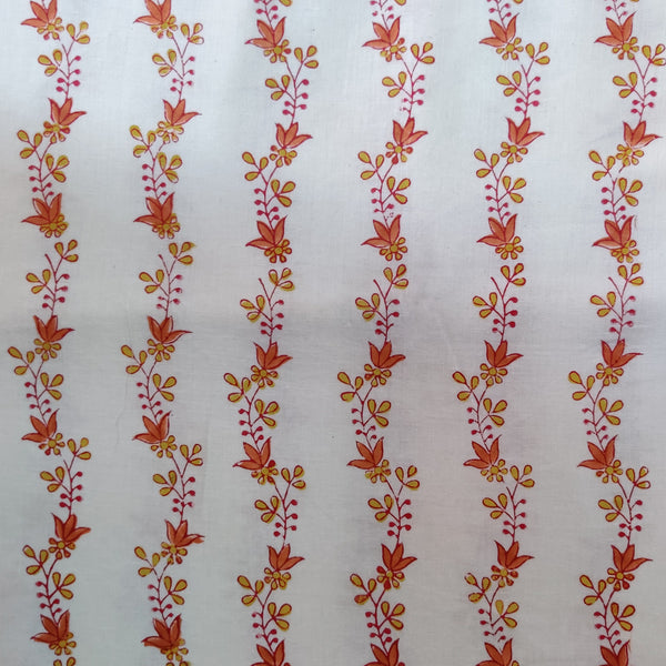 Pure Cotton Screenprint With Yellow And Brown Jaal Border Printed Fabric