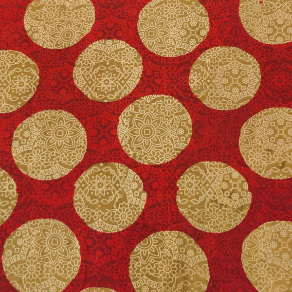 Pure Cotton Self Designed Dabu With Sandy Brown Circle Hand Block Print Fabric