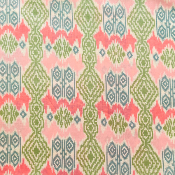 Pure Cotton Shades Of Pink Baby Pink Green Patola Screen Print Fabric