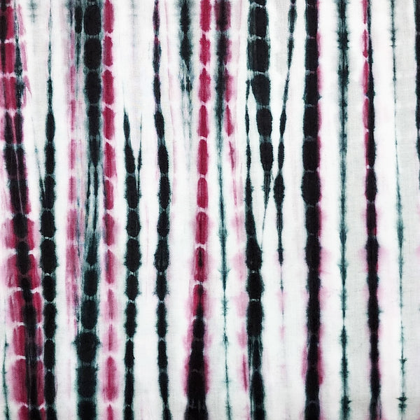 Pure Cotton Shibori Black With Pink Tie And Dye Fabric