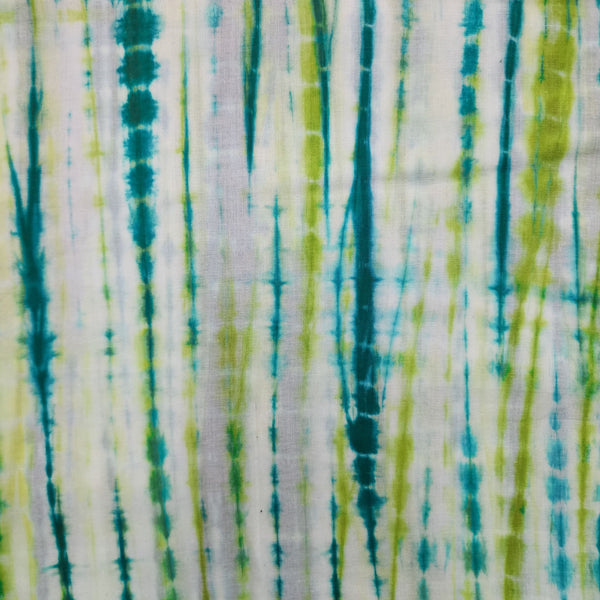 Pure Cotton Shibori Green Teal Tie And Dye Hand Made Fabric