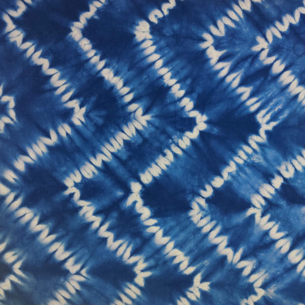 Pure Cotton Shibori Indigo Zig Zag Hand Block Print Fabric