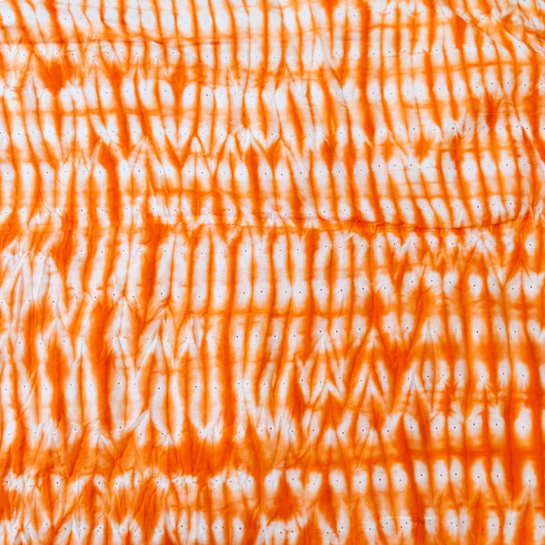 Pure Cotton Shibori Orange Tie And Dye Handmade Fabric