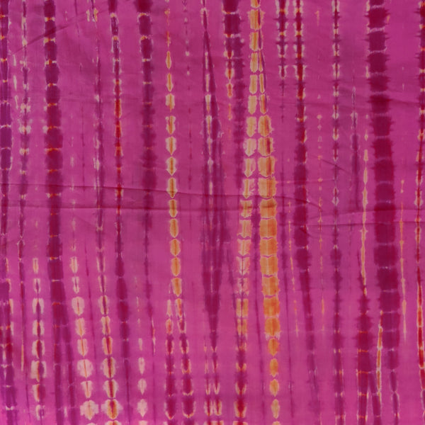 Pure Cotton Shibori Pink With Dark Pink  Lines Tie And Dye Hand Dyed Fabric