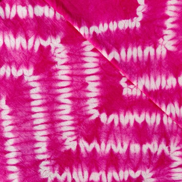 Pure Cotton Shibori Pink With White Zig Zag Handmade Blouse Fabric ( 85 CM )