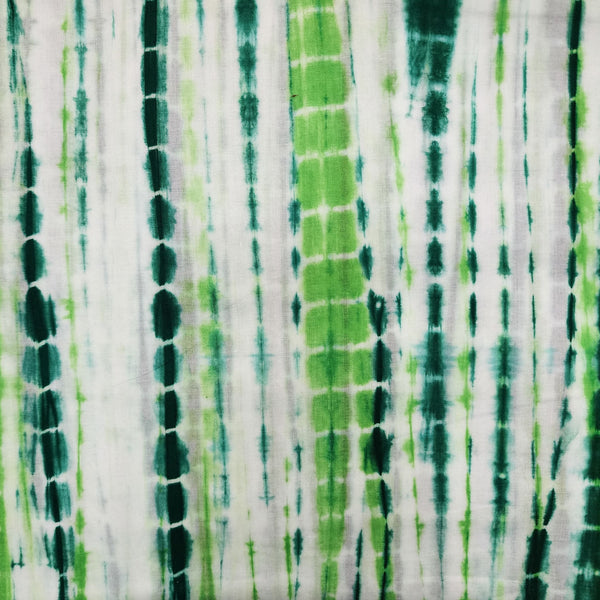 Pure Cotton Shibori Shades Of Green Tie And Dye Hand Made Fabric