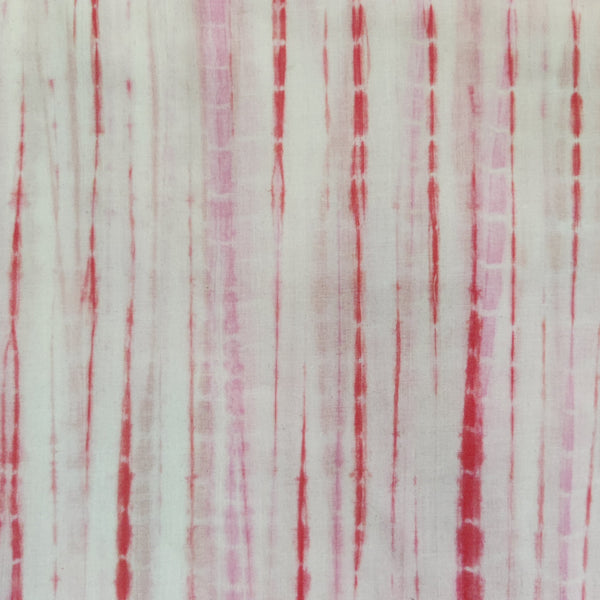 Pure Cotton Shibori White With Pastel Shades Of Pink Black Handmade Fabric