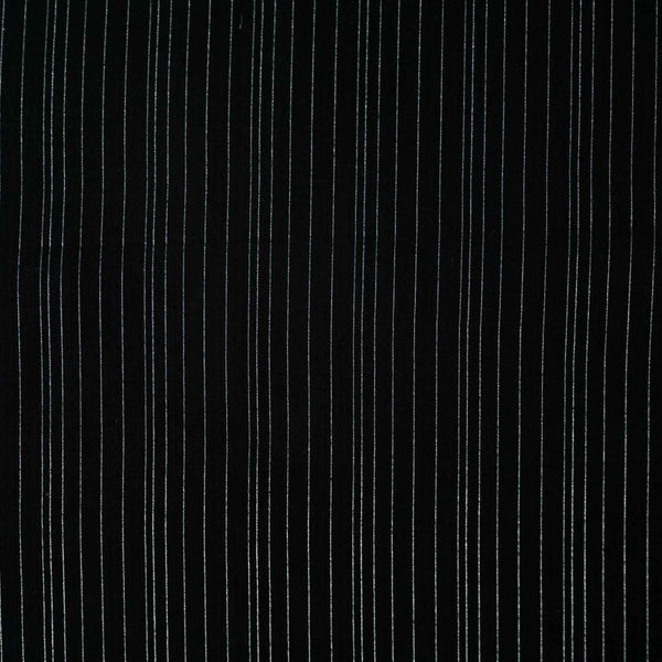 Pure Cotton South Handloom Black With Silver Zari Stripes Woven Fabric