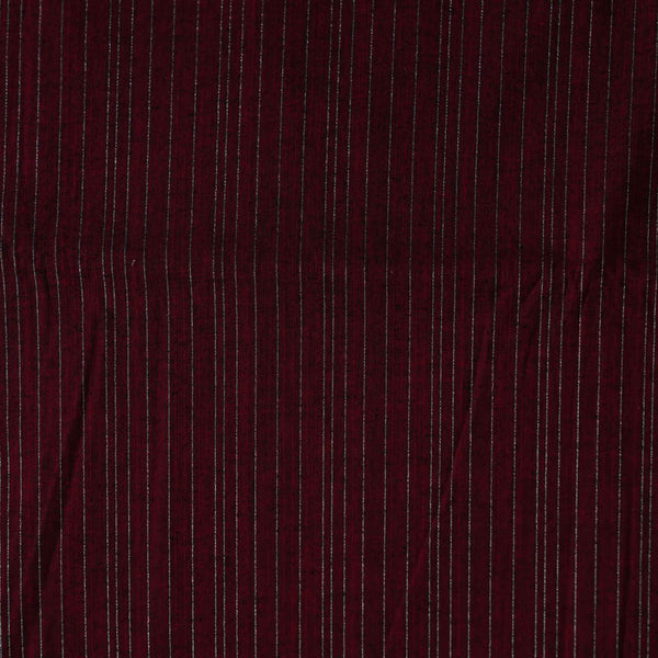 Pure Cotton South Handloom Maroon With Silver Zari Stripes Woven Fabric