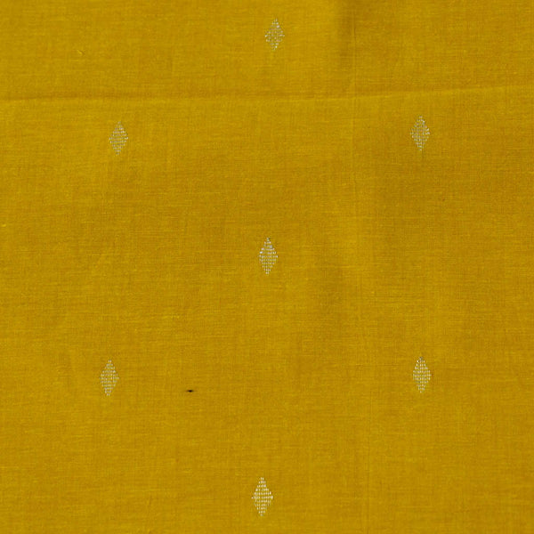 Pure Cotton South Handloom Mustard With Silver Zari Diamond Woven Fabric