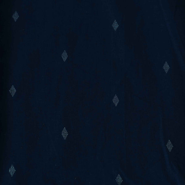 Pure Cotton South Handloom Navy Blue With Silver Zari Diamond Woven Fabric