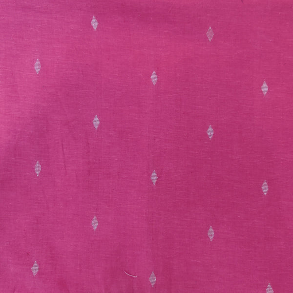 Pure Cotton South Handloom Pink With Silver Zari Diamond Woven Fabric