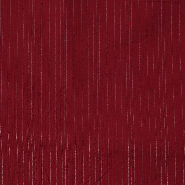 Pure Cotton South Handloom  Rust Silver Zari Stripes Woven Fabric