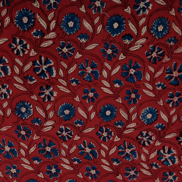 Pure Cotton Special Ajrak Maroon With Blue Shevanti Jaal Hand Block Print Fabric