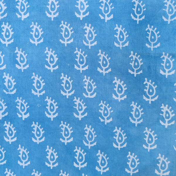 Pure Cotton Special Akola Blue With Kairi Motif Hand Block Print Fabric