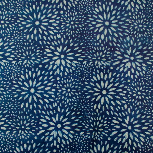 Pure Cotton Special Akola Indigo With All Over Petals Flower Hand Block Print Fabric