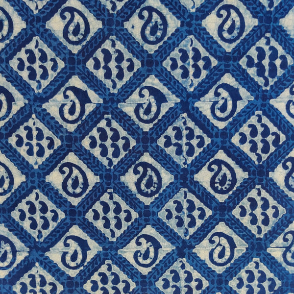 Pure Cotton Special Akola Indigo With Comb Kairi Hand Block Print Fabric