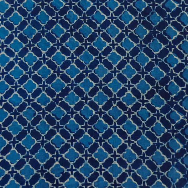 Pure Cotton Special Akola Indigo With Geometric Tile Hand Block Print Fabric