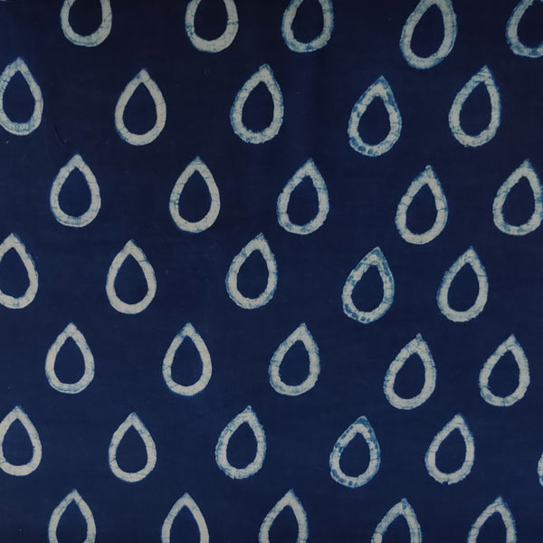 Pure Cotton Special Akola Indigo With Light Indigo Drops Hand Block Print Fabric