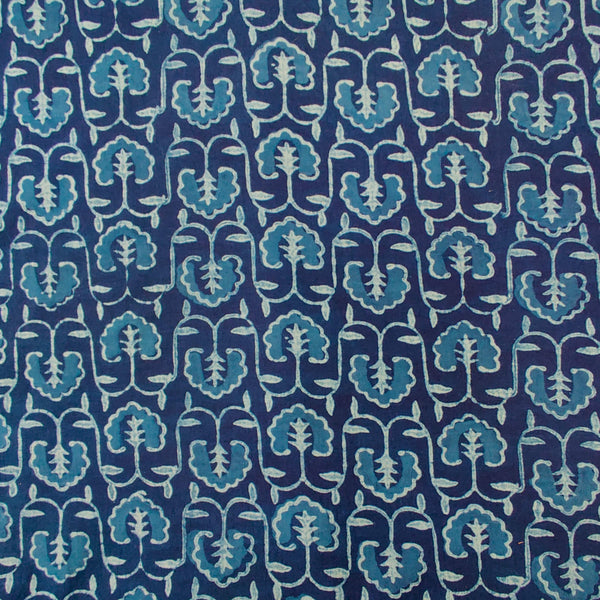 Pure Cotton Special Akola Indigo With Tribal Jaal Hand Block Print Fabric