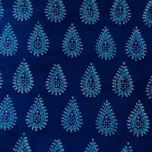 Pure Cotton Special Akola Indigo With Tribal Motif Hand Block Print Fabric