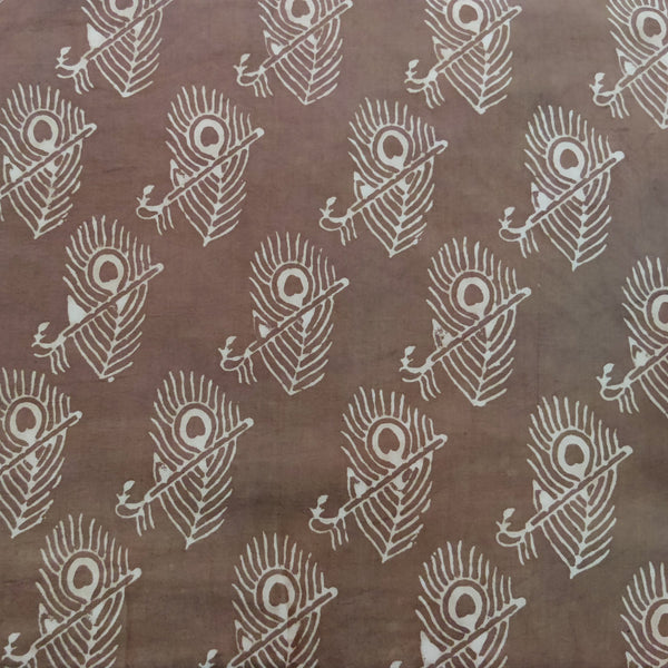 Pure Cotton Special Akola Kashish With Peacock Feather Hand Block Print Fabric