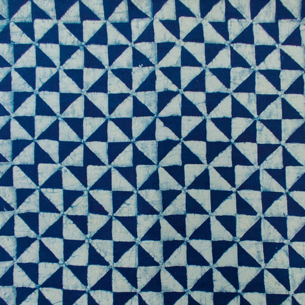 Pure Cotton Special Akola Light And Dark Indigo With Geometric Hand Block Print Blouse Piece Fabric (1 Meter)