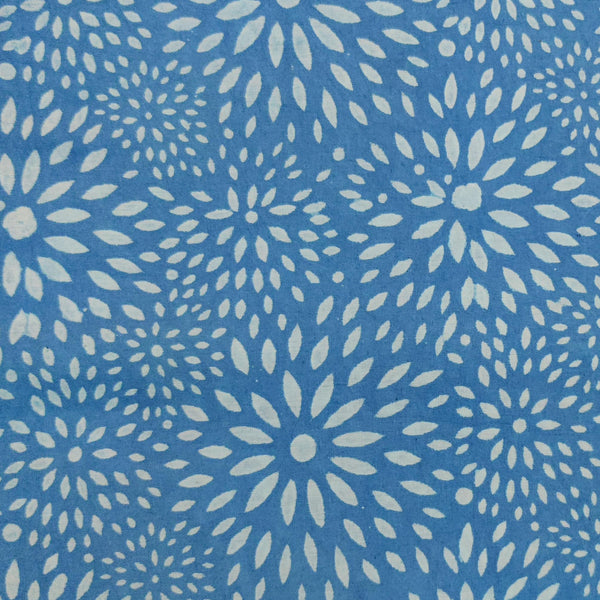 Pure Cotton Special Ankola Dabu Blue With Abstract Flowers Hand Block Print Fabric