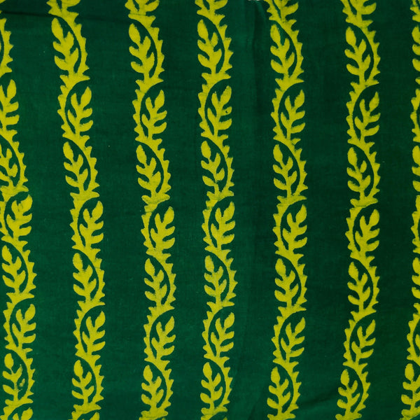 Pure Cotton Special Ankola Dabu Dark Green With Creeper Stripes Hand Block Print Fabric