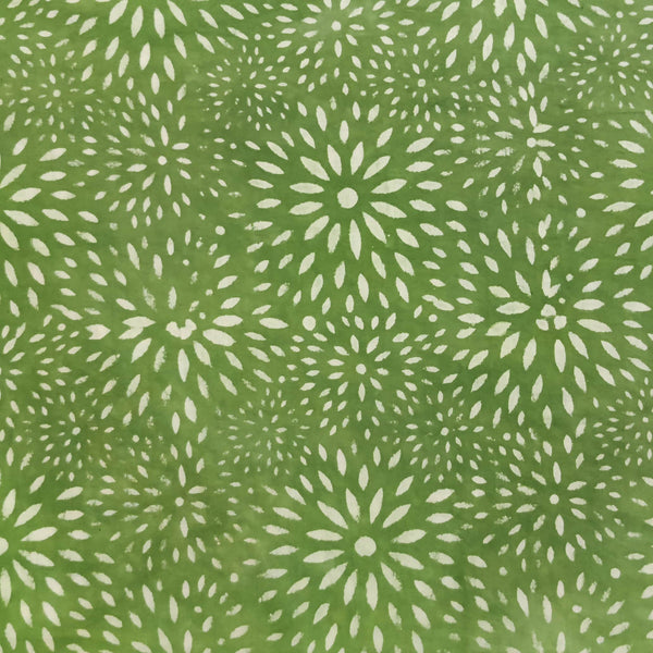 Pure Cotton Special Ankola Dabu Green With Abstract Flowers Hand Block Print Fabric