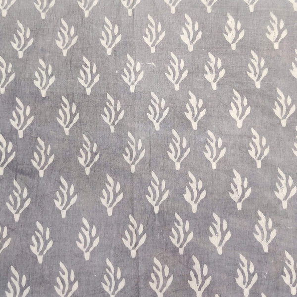 Pure Cotton Special Ankola Dabu Grey  With Tiny Grass Motif Hand Block Print Fabric