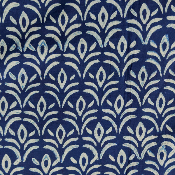 Pure Cotton Special Ankola Indigo With Grass Hand Block Print blouse Fabric ( 90 cm )