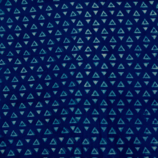 Pure Cotton Special Ankola Indigo With Inverted Triangles Hand Block Print Fabric