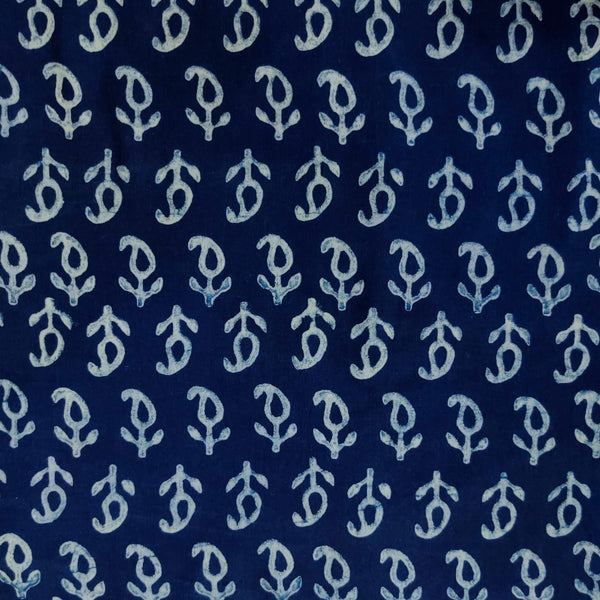 Pure Cotton Special Ankola Indigo With Kairi Hand Block Print Fabric