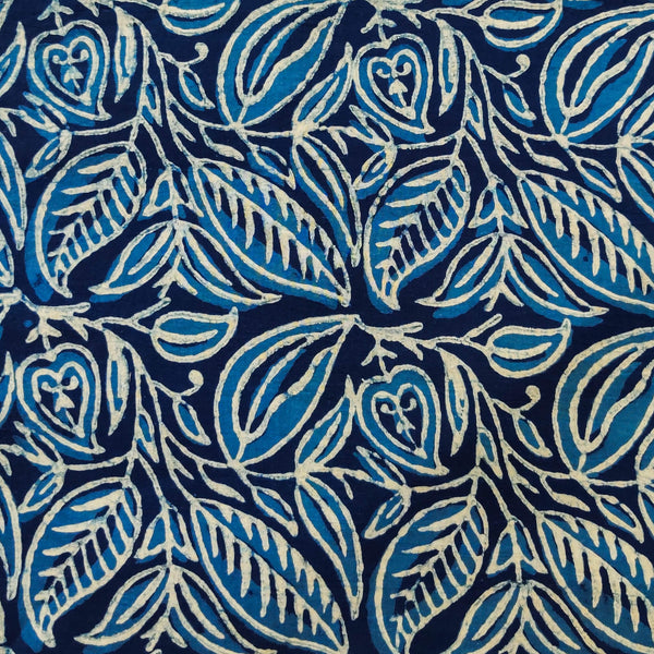 Pure Cotton Special Ankola Indigo With Leafy Bush Hand Block Print Fabric