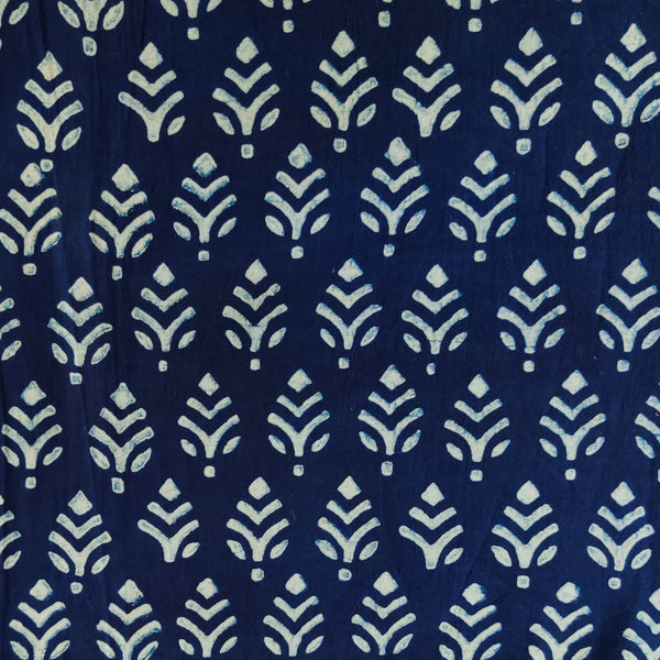 Pure Cotton Special Ankola Indigo With Leaves Hand Block Print Fabric