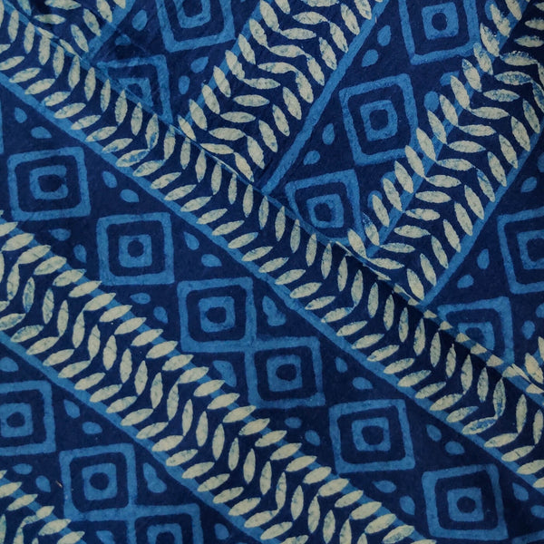 Pure Cotton Special Ankola Indigo With Light Blue And White Tribal Stripes Hand Block Print Fabric