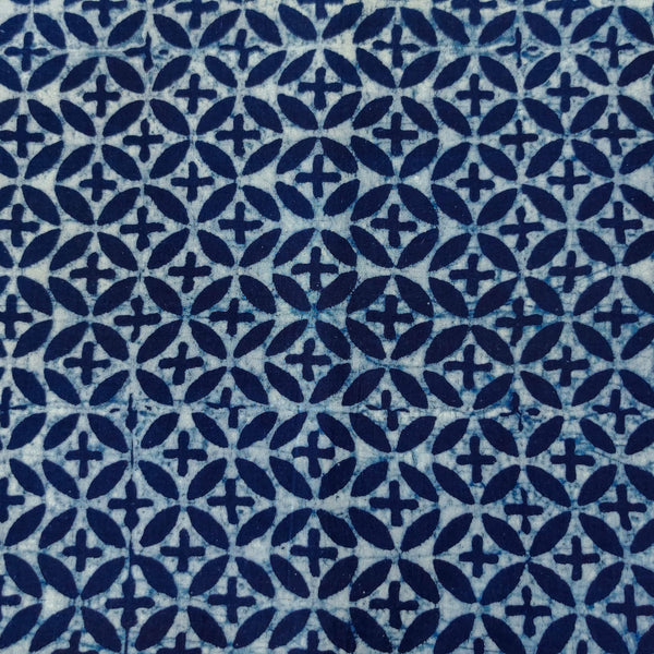 Pure Cotton Special Ankola Indigo With Light Indigo Tiles  Hand Block Print Fabric