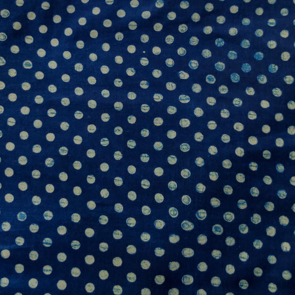 Pure Cotton Special Ankola Indigo With Polka Dots Hand Block Print Fabric