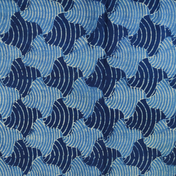 Pure Cotton Special Ankola Indigo With Shell Geometry Hand Block Print Fabric