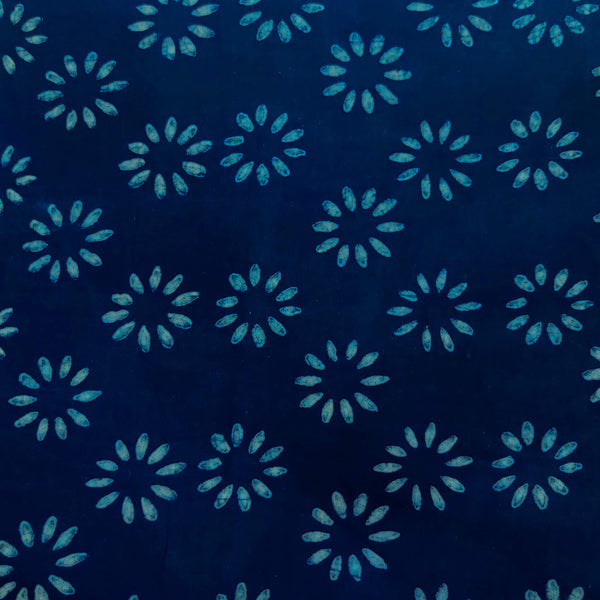 Pure Cotton Special Ankola Indigo With Simple Flower Hand Block Print Fabric