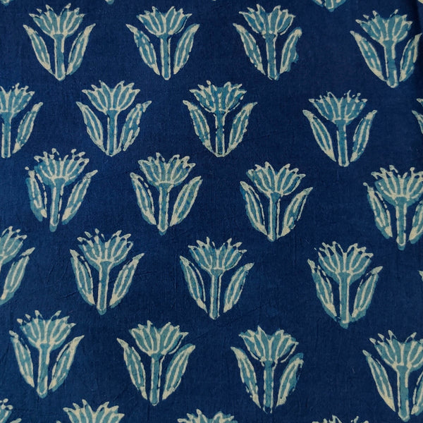 Pure Cotton Special Ankola Indigo With Small Sampling Hand Block Print Fabric