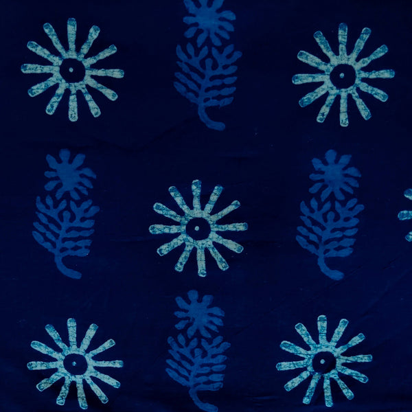 Pure Cotton Special Ankola Indigo With Spiky Flower Motif Hand Block Print Fabric