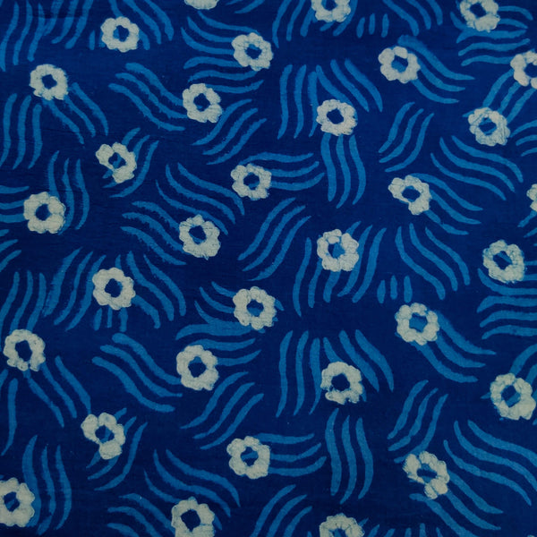 Pure Cotton Special Ankola Indigo With Textured Self Design With Tiny Flower Hand Block Print Fabric