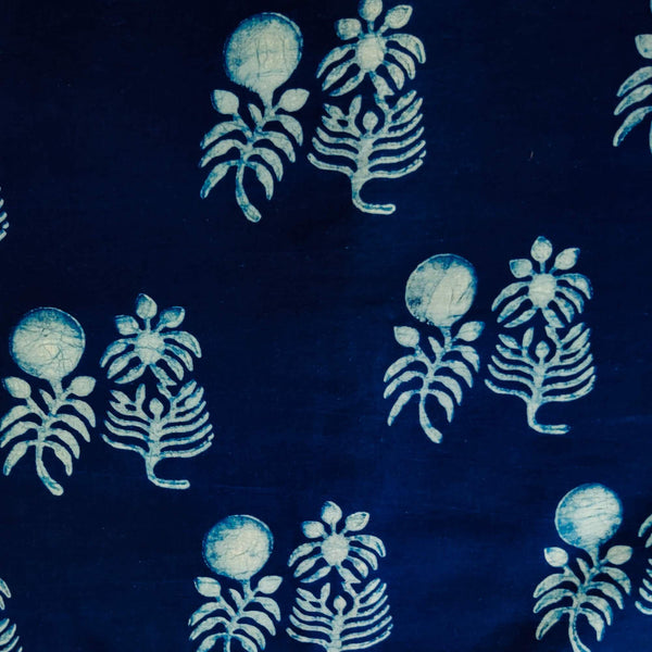 Pure Cotton Special Ankola Indigo With Twin Motifs Hand Block Print Blouse Fabric ( 0.95 CM )