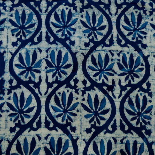 Pure Cotton Special Ankola Light Indigo With Creeper Hand Block Print Fabric