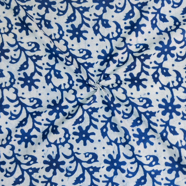 Pure Cotton Special Ankola Light Indigo With Dark Indigo Jaal Hand Block Print Fabric