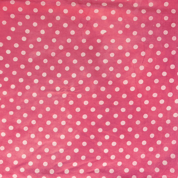 Pure Cotton Special Ankola Pink With  Polka Hand Block Print Fabric